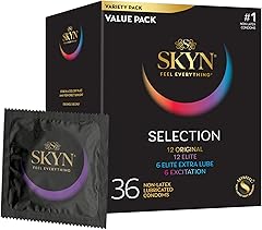 SKYN Selection Non-Latex Condoms, Contains SKYN Elite, Original, Excitation, Extra Lube, Condoms, 36 Count