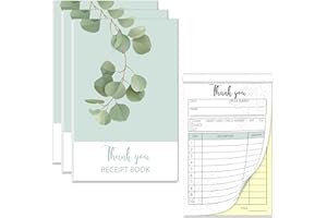 Lesnala 3Pcs Thank you receipt book Colored carbon free order book Receipt invoice pad Purchase receipt book for small business which can use in Store Warehouse Office Restaurant （50 sets)