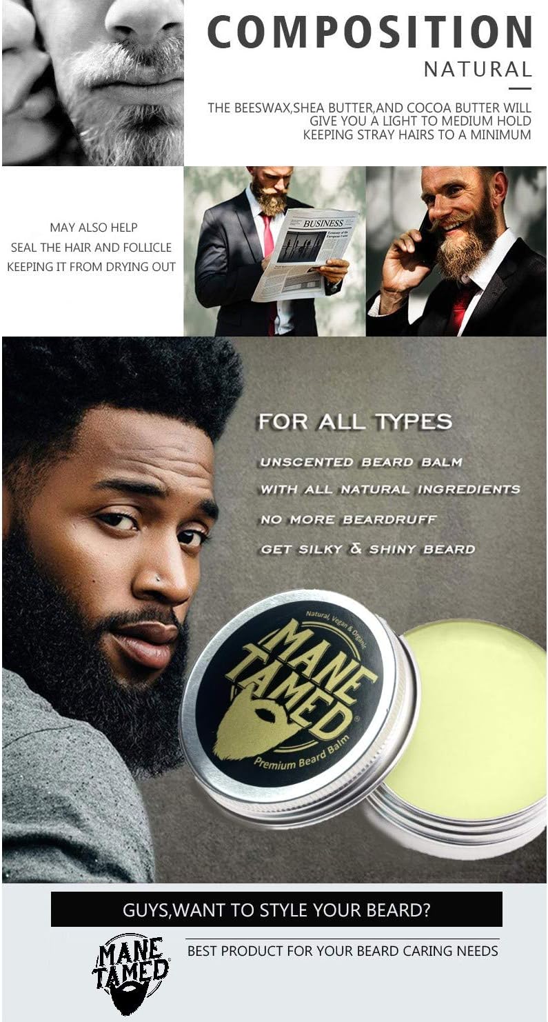 Mane Tamed® Premium Natural & Organic Beard Hair Care Conditioner Balm for Beard Growth Condition, Control, Moisturise - Image 4