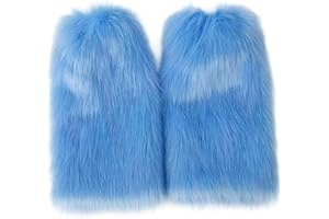 Furry Leg Warmers 16 Inch Long Fuzzy Faux Furs Light Blue Leg Warmers Plush Soft Boot Cuffs for Women Furry, Blue, Fuzzy, Boo