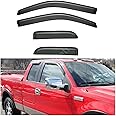 itelleti 4pcs Outside Mount Dark Smoke Sun/Rain Guard Front+Rear Tape-On Auto Window Visors Compatible With 04-14 F150 F-150 Super Cab (AKA Extended Cab) With Half Size Rear Doors & 2 Rows of Seatings
