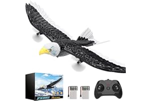 DEERC RC Plane, Remote Control Eagle Plane, RTF Airplane, 2.4GHZ 2CH Flying Bird with 2 Batteries & Propeller 6-axis Gyro Stabilizer, Easy to Fly for Beginners Adults Kids Boys