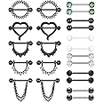 D.Bella 14G Nipple Rings Opal CZ Nipplerings Piercing Stainless Steel Nipple Straight Piercing Barbell for Women