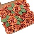 Alifst 50pcs Artificial Flower，Real Touch Artificial Foam Roses Decoration DIY for Wedding Bridesmaid Bridal Bouquet Centerpieces Party(50, Burnt Orange-boxpack)