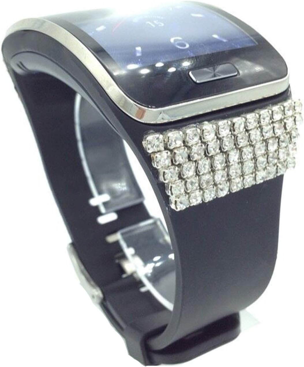 Bling Crystal Wrist Straps Wrist Bands for Samsung Gear S Smartwatch Smart Watch (Black)