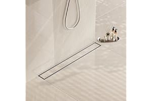 Neodrain 24-Inch Linear Shower Drain- with 2-in-1 Flat & Tile Insert Cover, Brushed 304 Stainless Steel Rectangle Shower Floor Drain,Floor Shower Drain
