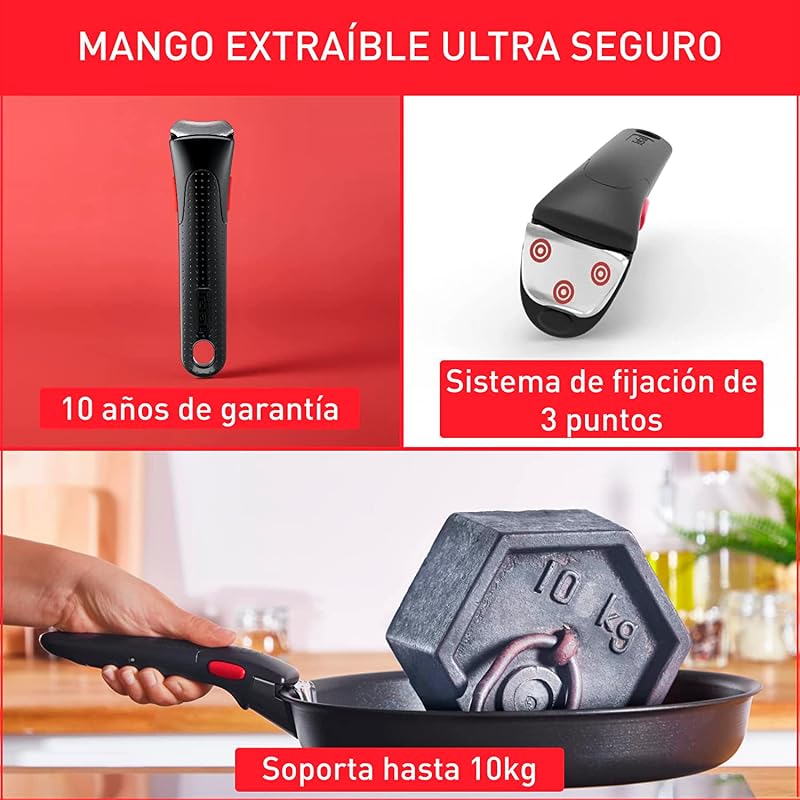 Tefal ingenio unlimited on - conjunto de 2 frigideiras + pega amovível: frigideiras 22 e 26 cm, pega intercambiável, frigideiras antiaderentes, revestimento titânio, termo-sinal, cor preto — foto 7 de 8