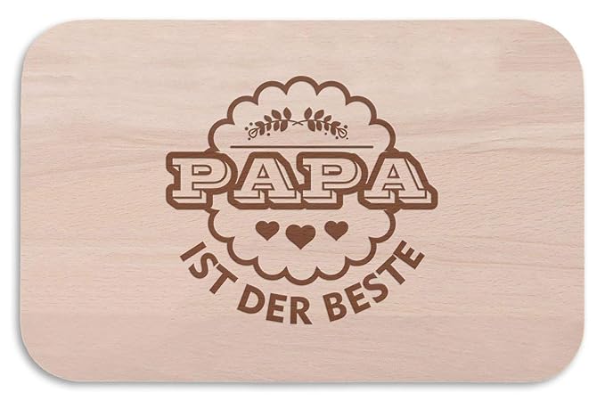 Frühstücksbrettchen Brotzeitbrett mit Gravur - Papa ist der Beste - ideales Geschenk für Papa als Geburtstagsgeschenk auch al
