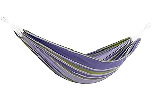 Vivere Brazilian Style Double Cotton Hammock with Polyester End Strings, 450 lb Weight Capacity (Tranquility)