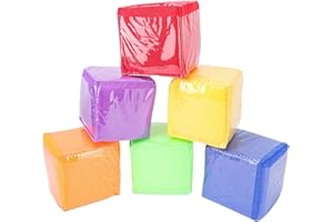 SPYMINNPOO 6 Pcs Foam Dice, Education Playing Soft Game Dice Cubes with 6 Side Clear Pockets for Classroom Teaching Math Lear