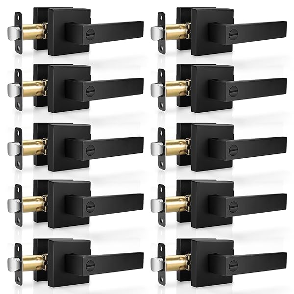 HASMIKIT 10 PACK MATTE BLACK DOOR HANDLES PRIVACY...