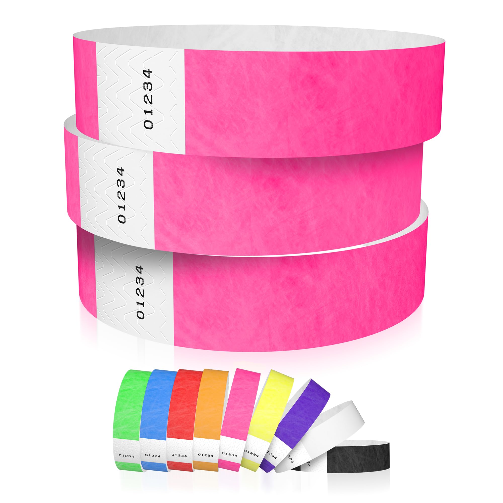 600 WristCo Neon Pink Tyvek Wristbands for Events