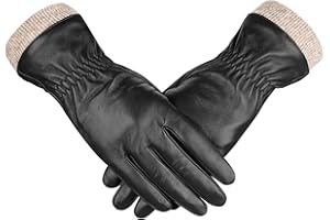 Alepo Genuine Sheepskin Leather Gloves For Women, Winter Warm Touchscreen Texting Cashmere Lined Driving Motorcycle Dress
