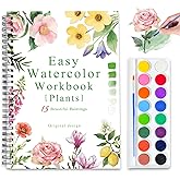 Watercolor Workbooks, 16 Colors Water Color Books Paint Set for Adults, Watercolor Coloring Book for Beginners, Water Color Workbook, 15 Beautiful Paintings for Beginners (Plants)