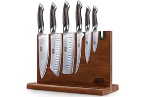 HOSHANHO 7 Pieces Kitchen Knife Set, Japanese High Carbon Stainless Steel Magnetic Knife Block Set, Ultra Sharp Chef Knives S