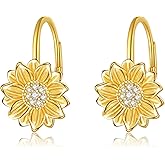 Sunflower Earrings 925 Sterling Silver 18k Gold Plated Sunflower Leverback Earrings Sun Flower Jewelry Gifts For Women Female