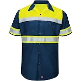 Red Kap Men's Hi-vis Ss Colorblock Ripstop Work Shirt-Type O, Class 1