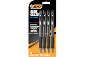 BIC Glide Bold Black Ballpoint Pens, Bold Point (1.6mm), 4-Count Pack, Retractable Ballpoint Pens With Comfortable Full Grip