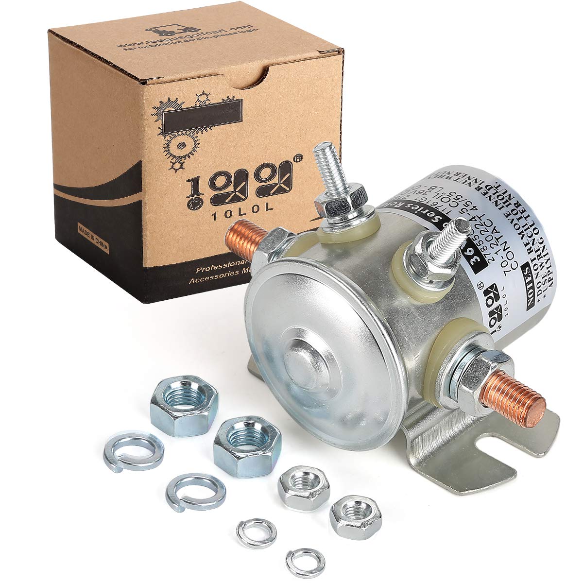 10L0L 36 Volt Continuous Duty Solenoid for EZGO Electric Golf Cart Relay #70 Series Relay Replaces EZGO Electric Golf Cart 27855G01, 11761G1, 27855G02, 31680G1, 3016