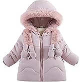 Happy Cherry Toddler Girl Fur Collar Hood Jackets Warm Thick Fleece Liner Coat Snowsuit 1-5T