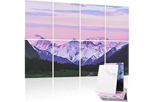 Tutmyrea Art Acoustic Panels, 48"X32" Sound Proofing Padding, 8 Pack Decorative Acoustical Soundproof Wall Panels, Self-adhesive Sound Absorbing Panels for Recording Studio (Purple Snow Mountain)