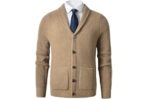 ZHILIFS Men's Shawl Collar Cardigan Sweater - Cable Knit, Button-Up, Merino Wool - A Modern Classic That Never Goes Out of Style