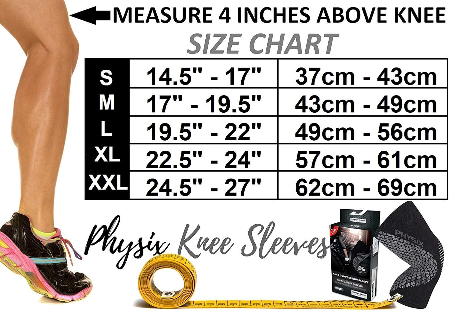 Physix Gear Knee Support Brace - Premium Recovery & Compression Sleeve For Meniscus Tear, ACL, MCL Running & Arthritis - Best Neoprene Stabilizer Wrap for Crossfit, Squats & Workouts - For Men & Women: Sports & Outdoors