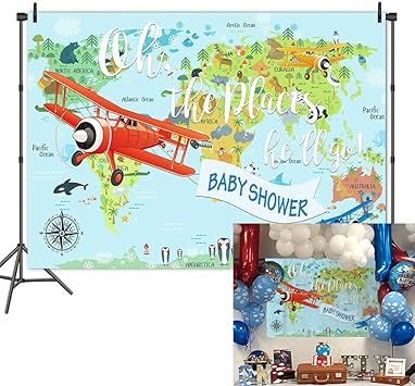 airplane baby shower backdrop