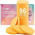 AIDEA 96-Count Yellow Cellulose Facial Sponges, Reusable Makeup Remover Pads for Face Cleansing, Exfoliating, Disposable Spon