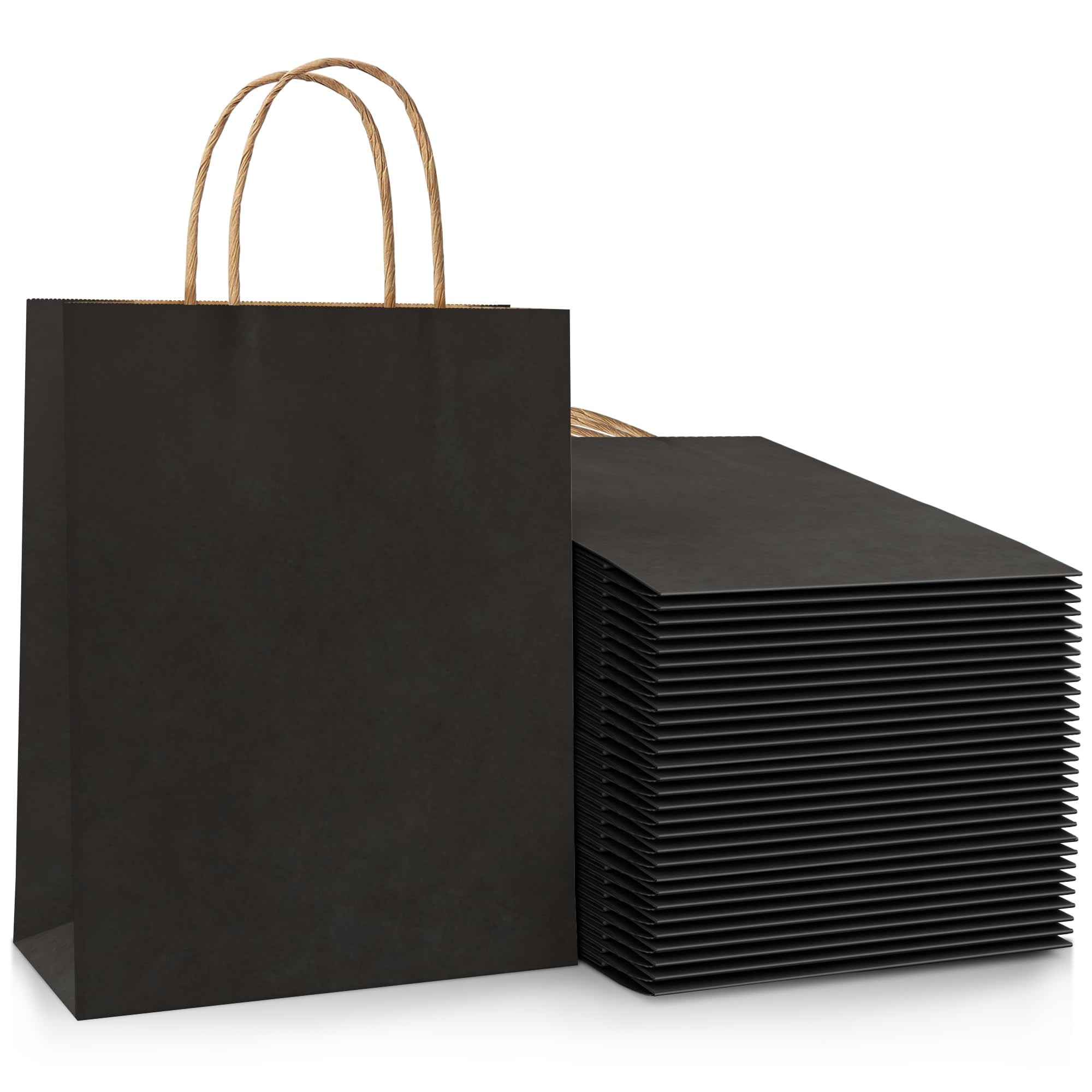 30 Pcs Black Paper Party Bags with Twist Handles, 120 GSM Kraft Large Black Paper Gift Bags for Kids Adults Party Favor Birthdays Christmas Baby Showers Weddings Retail and Sweet (27x21x11cm)