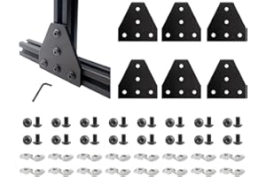 JCSPBYL 6 Set Black 2020 Aluminum Extrusion Connector Plates , T Shape Aluminum Profile Connector Outside Joining Plate,with Screws and Wrench，for T Slot 6mm 20s Aluminum Extrusion Profile
