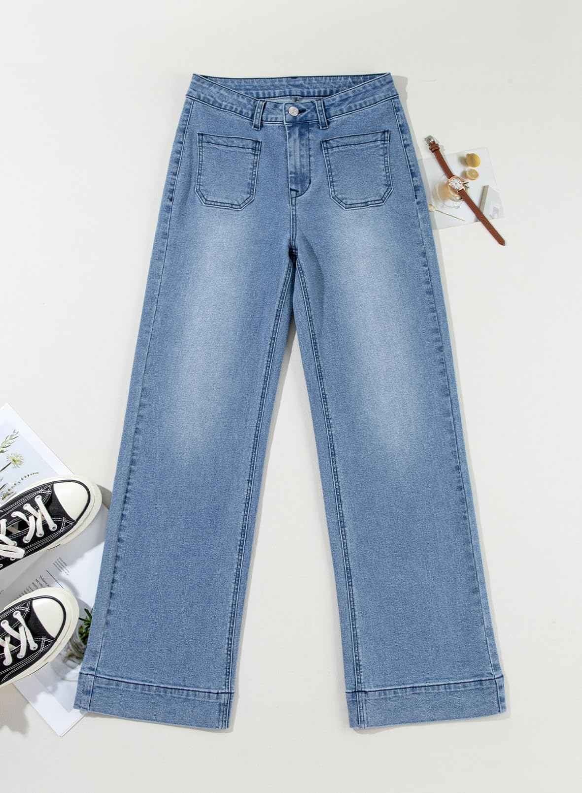 Astylish Wide Leg Jeans for Women High Waisted