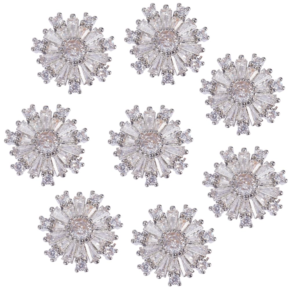 GORGECRAFT 1 Box 8Pcs Crystal Snowflake Buttons Snowflake Drill Buckle Glitter Rhinestone Buttons Decorative Replacement Shank Buttons for DIY Sewing Crafts Uniform Jacket Clothing Hat Embellishments