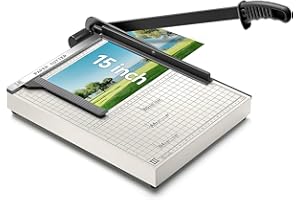 15 Inch B4 Guillotine Paper Cutter, Heavy Duty 10 Sheet Paper Trimmer Cutting with Auto-Press Clamp & Magnetic Ruler | Precis