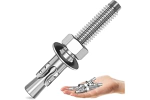 Mywish 3/8 x 3 Inch Wedge Anchors, 10Pcs 304 Stainless Steel Industrial 3/8 Heavy Duty Industrial Masonry Wdege Anchor Bolts for Brick Cement and Concrete, Bright Finish