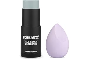 CCbeauty Light Grey Face Paint Stick,Face Painting Kit,Non Toxic SFX Makeup For Grayscale Wolf Halloween Costume Cosplay,Professional FX Body Paint,Full Coverage Painting Foundation With Makeup Sponge