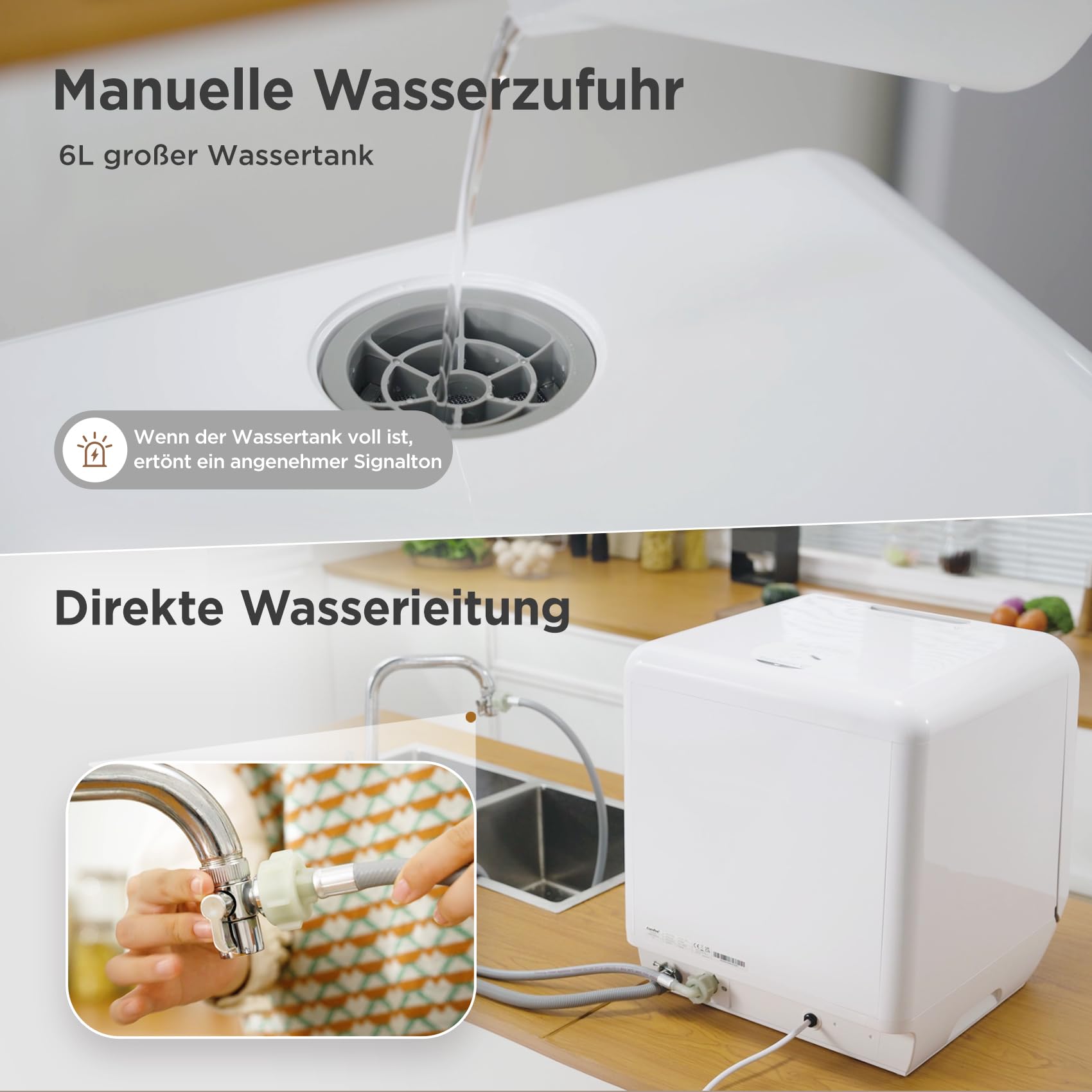 Midea Tischgeschirrspüler für 3 Gedecke, mit und ohne Wasseranschluss Verwendbar, IOT-Steuerung, 6+1 Programme, Touch Control, Mini Geschirrspüler für Wohnungen, Schlafsäle und Wohnmobile 3