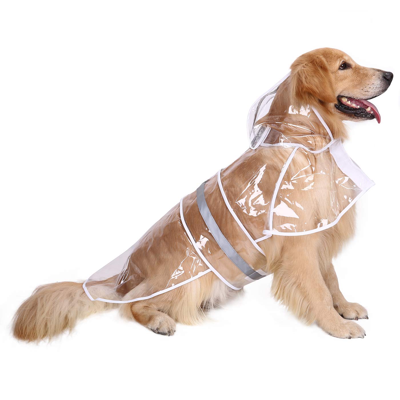HDE Dog Raincoat Hooded Slicker Poncho for Small to X-Large Dogs and Puppies (Clear, Large)