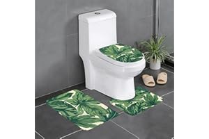 SDTYKHJ Bathroom Rugs Sets 3Piece Bath Mat Ultra Absorbent Non-Slip Bath Rugs Green Foliage Botanical Floor Mats Soft Shower 