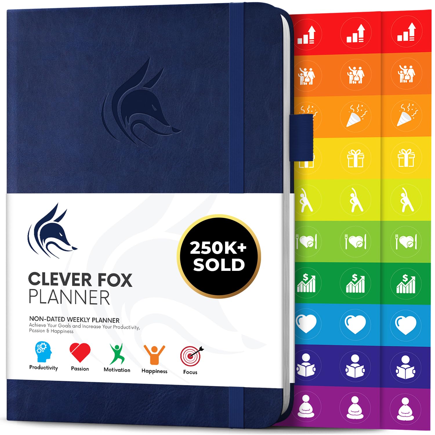 Clever Fox Planner – Undated Weekly & Monthly Organizer Journal for Productivity, Time Management & Goals – A5 (Dark Blue)