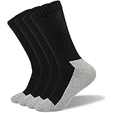 Well Knitting Loose Men's Diabetic Crew Socks,Non-Binding Top,Seamless Toe,Semi Cushion,Breathable Soft Coolmax Socks 4 Pairs