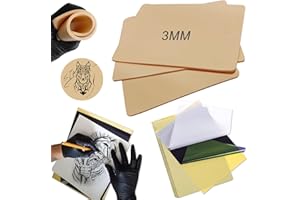 Emalla 3MM Tattoo Skin Practice Kit - 13Pcs Fake Skin and Stencil Paper Kit Including 3Pcs Soft Practice Skin and 10Pcs Trans