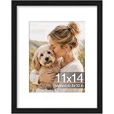 Vittanly 11x14 Picture Frame, Matted for 8x10 Photos, Black | Picture Frame 11x14 with Shatter-Resistant Plexiglass, Photo Frame for Wall Mounting, 1 Pack