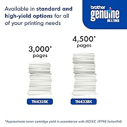 Brother Genuine TN433BK High Yield Toner-Retail