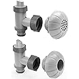 MASCARRY Above Ground Pool Parts, Plunger Valves for Pools Replacement Parts, Pool Pump Part with On Off Plunger Valves, 1.5" Outlet Strainer & Inlet Nozzle, Pool Hose Adapter for Sand Pump