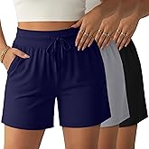 Neer 3 Pack Women's Plus Size Sweat Shorts, Drawstring Lounge Shorts Casual Summer Lightweight Soft Shorts with Pockets