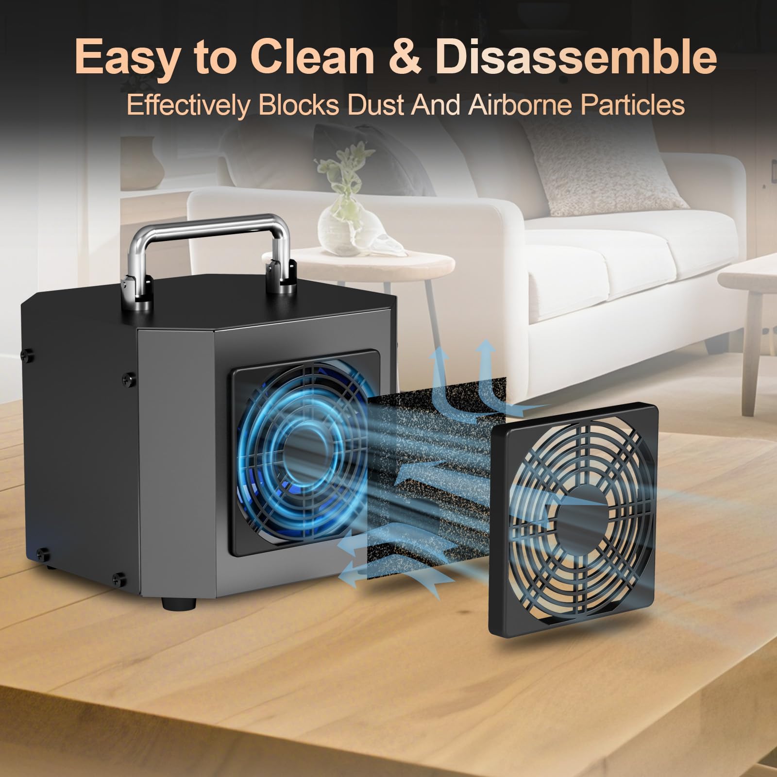 Ozone Generator Car/Home O3 Air Purifier, Ozone Machine Odor Removal and Ozonator up to 1500 Sq.Ft, Powerful Ozone Odor Eliminator for Home, Cars, Basement, Smoke, Pets, Black