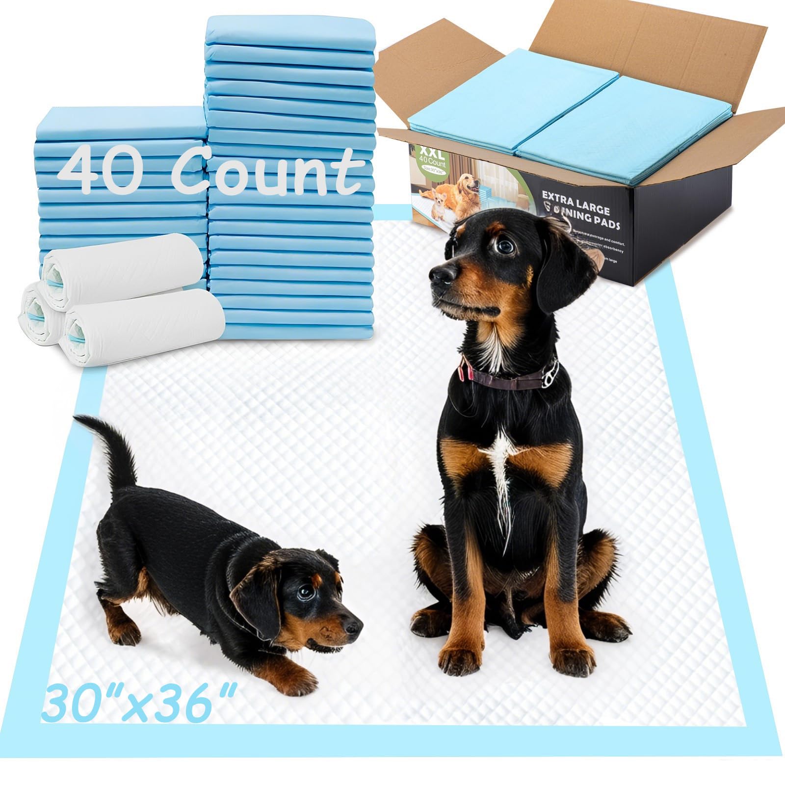 Photo 1 of FUSBUNTY Puppy Pads 40 Count Extra Large 30x36 Inch - Super Absorbent 6-Layer Leak-Proof Disposable Pee Pads - Quick Dry for Potty Training & Incontinence, Ideal for Puppies & Adult Dogs