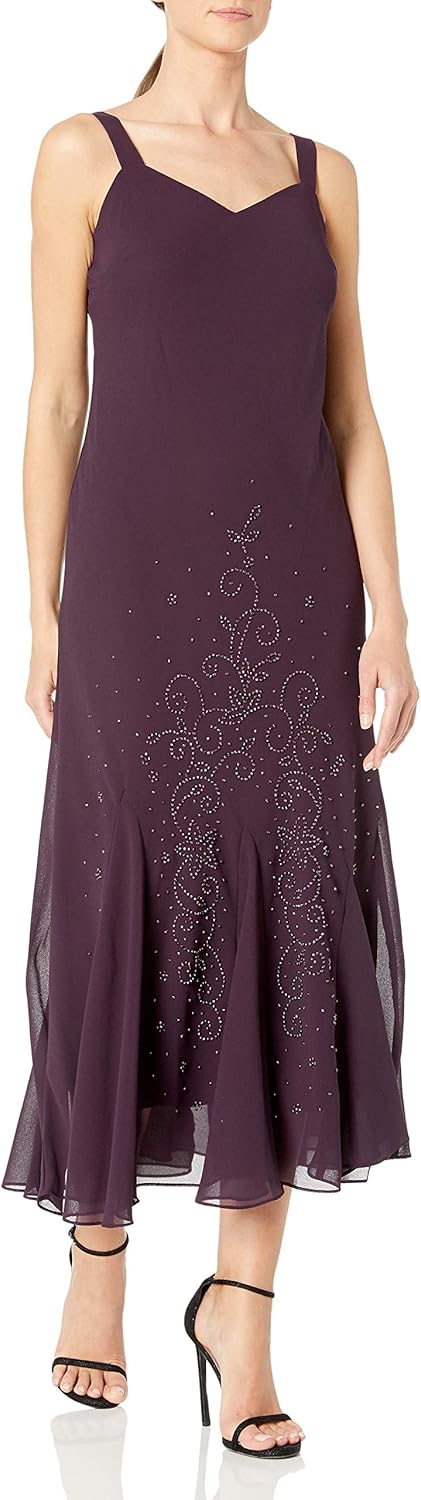 R&M Richards Women's Beaded Chiffon Jacket Dress: Clothing