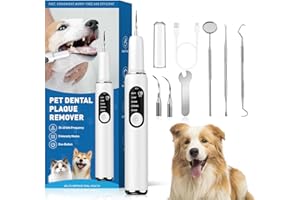 SylvanSparkKitchen Dog Plaque and Tartar Remover Plaque Remover for Teeth with Led Light 5 Adjustable Modes Electric Toothbrush Teeth Cleaning Kit for Dog and Cat Pet Ultrasonic Tooth Cleaner